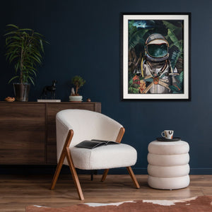 HomeRoots Jungle Cosmonaut Shadowbox Wall Art - Modern Black and White Typography for Stylish Decor 576725