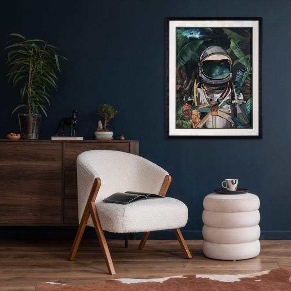 HomeRoots Jungle Cosmonaut Shadowbox Wall Art - Modern Black and White Typography for Stylish Decor 576725