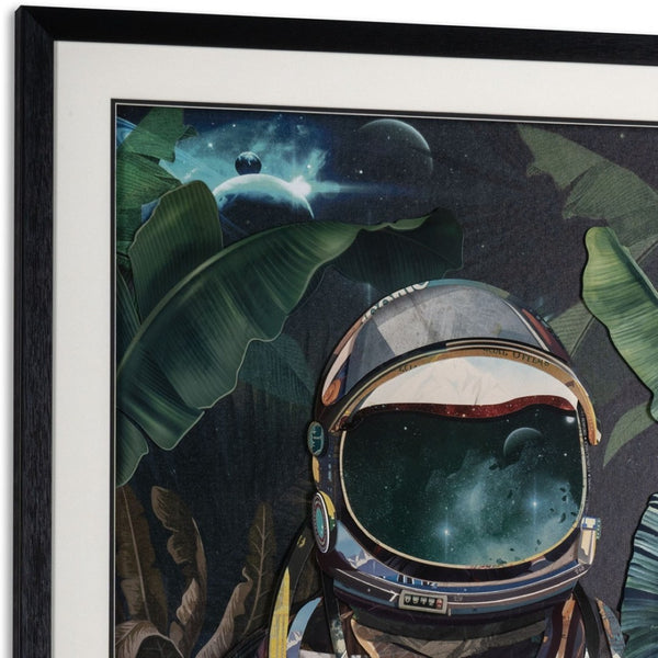 HomeRoots Jungle Cosmonaut Shadowbox Wall Art - Modern Black and White Typography for Stylish Decor 576725