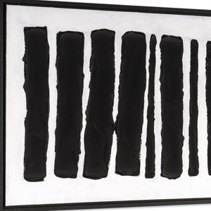 HomeRoots Monochrome Hand-Painted Black Floater Frame Wall Art - Modern Canvas Decor for Sophisticated Spaces 576727
