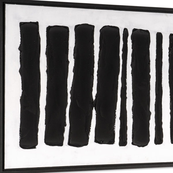 HomeRoots Monochrome Hand-Painted Black Floater Frame Wall Art - Modern Canvas Decor for Sophisticated Spaces 576727