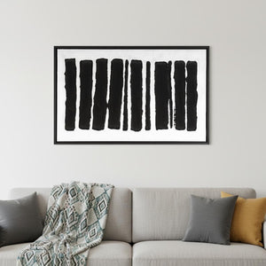 HomeRoots Monochrome Hand-Painted Black Floater Frame Wall Art - Modern Canvas Decor for Sophisticated Spaces 576727