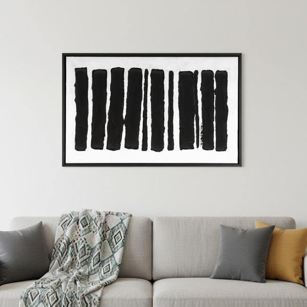 HomeRoots Monochrome Hand-Painted Black Floater Frame Wall Art - Modern Canvas Decor for Sophisticated Spaces 576727
