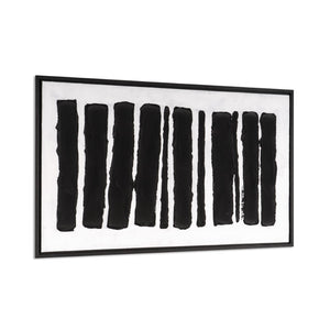 HomeRoots Monochrome Hand-Painted Black Floater Frame Wall Art - Modern Canvas Decor for Sophisticated Spaces 576727