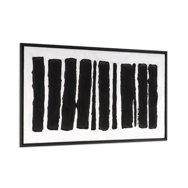 HomeRoots Monochrome Hand-Painted Black Floater Frame Wall Art - Modern Canvas Decor for Sophisticated Spaces 576727