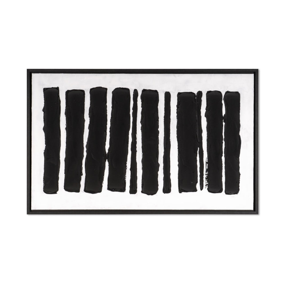 HomeRoots Monochrome Hand-Painted Black Floater Frame Wall Art - Modern Canvas Decor for Sophisticated Spaces 576727