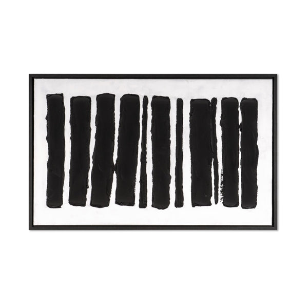 HomeRoots Monochrome Hand-Painted Black Floater Frame Wall Art - Modern Canvas Decor for Sophisticated Spaces 576727
