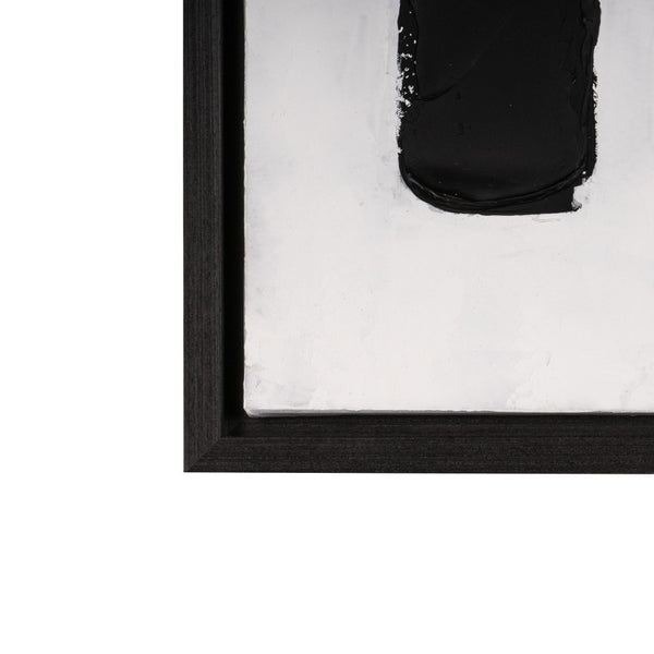 HomeRoots Monochrome Hand-Painted Black Floater Frame Wall Art - Modern Canvas Decor for Sophisticated Spaces 576727