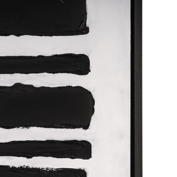 HomeRoots Monochrome Hand-Painted Black Floater Frame Wall Art - Modern Canvas Decor for Sophisticated Spaces 576727