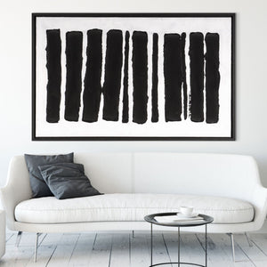HomeRoots Monochrome Hand-Painted Black Floater Frame Wall Art - Modern Canvas Decor for Sophisticated Spaces 576727