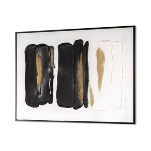 HomeRoots Abstract Hand-Painted Canvas Wall Art in Black Floater Frame - Unique Textured Contemporary Decor 576728