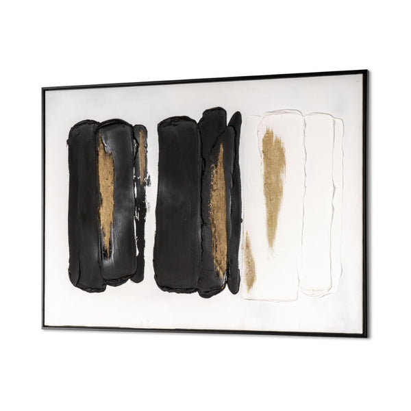 HomeRoots Abstract Hand-Painted Canvas Wall Art in Black Floater Frame - Unique Textured Contemporary Decor 576728