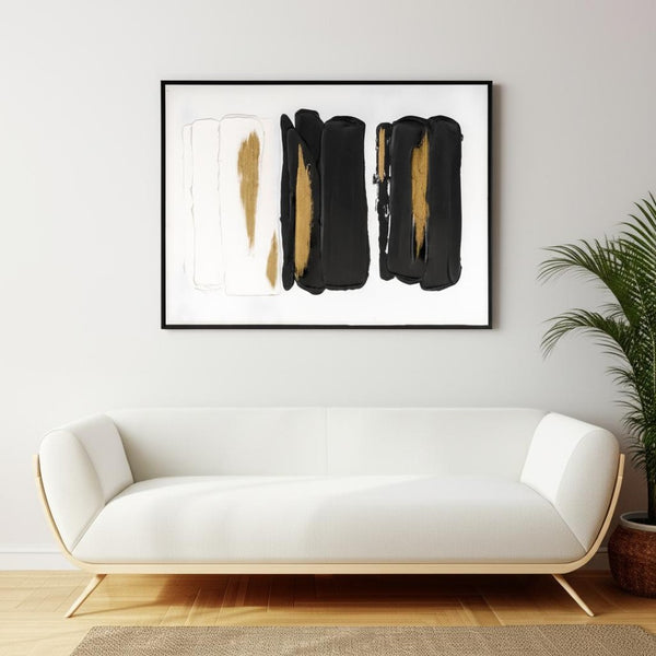 HomeRoots Abstract Hand-Painted Canvas Wall Art in Black Floater Frame - Unique Textured Contemporary Decor 576728