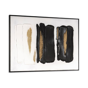 HomeRoots Abstract Hand-Painted Canvas Wall Art in Black Floater Frame - Unique Textured Contemporary Decor 576728