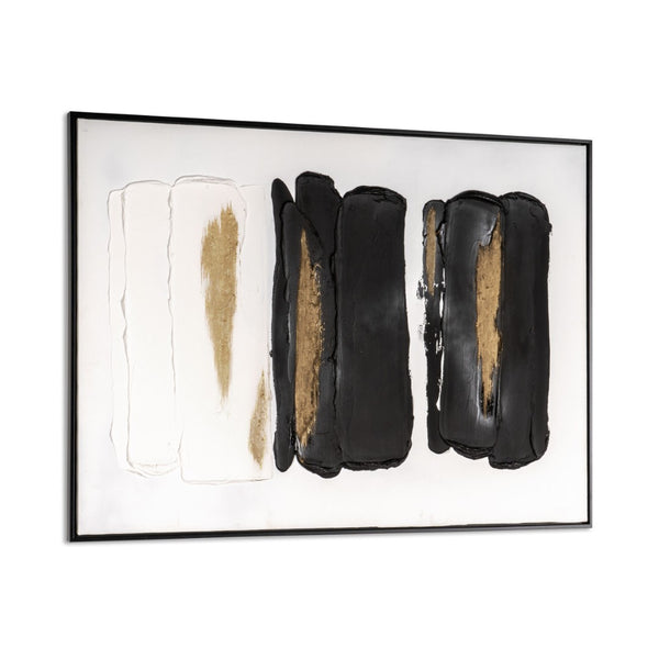 HomeRoots Abstract Hand-Painted Canvas Wall Art in Black Floater Frame - Unique Textured Contemporary Decor 576728
