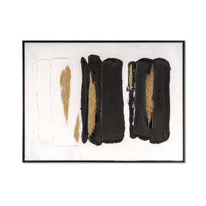 HomeRoots Abstract Hand-Painted Canvas Wall Art in Black Floater Frame - Unique Textured Contemporary Decor 576728