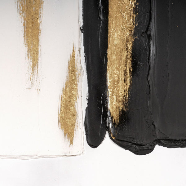 HomeRoots Abstract Hand-Painted Canvas Wall Art in Black Floater Frame - Unique Textured Contemporary Decor 576728