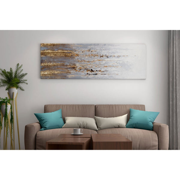 HomeRoots Golden Rise Hand-Painted Unframed Wall Art - Vibrant Contemporary Canvas for Modern Spaces 576730