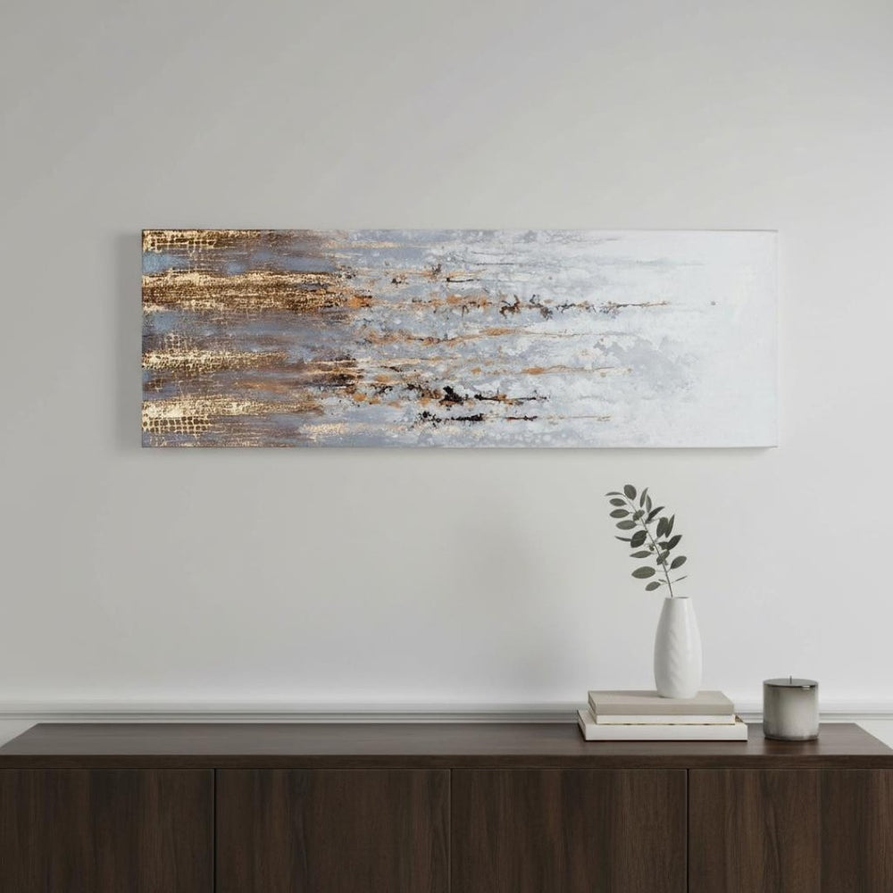 HomeRoots Golden Rise Hand-Painted Unframed Wall Art - Vibrant Contemporary Canvas for Modern Spaces 576730