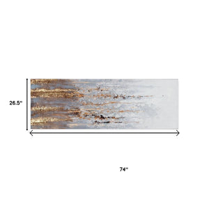 HomeRoots Golden Rise Hand-Painted Unframed Wall Art - Vibrant Contemporary Canvas for Modern Spaces 576730