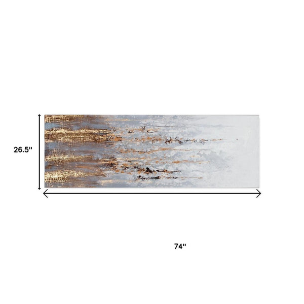 HomeRoots Golden Rise Hand-Painted Unframed Wall Art - Vibrant Contemporary Canvas for Modern Spaces 576730