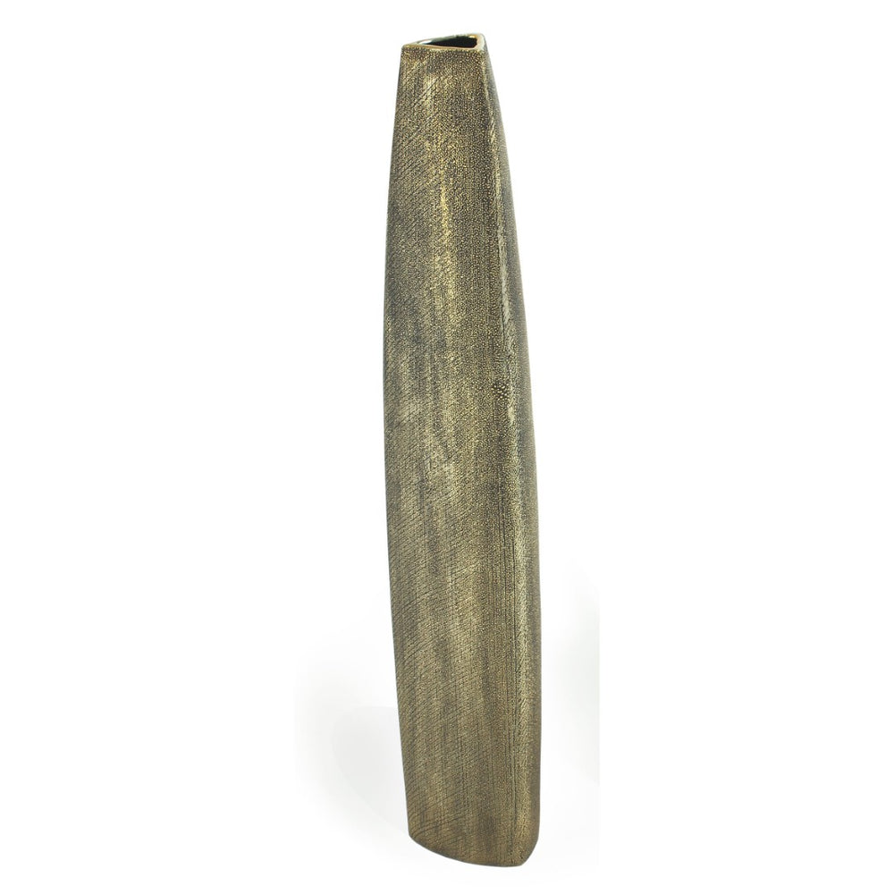 HomeRoots 40" Gold Tapered Ceramic Floor Vase - Elegant, Distressed Finish for Chic Home Décor & Gifts 576733