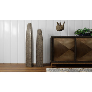 HomeRoots 40" Gold Tapered Ceramic Floor Vase - Elegant, Distressed Finish for Chic Home Décor & Gifts 576733