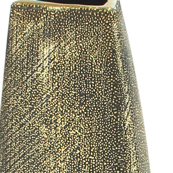 HomeRoots 40" Gold Tapered Ceramic Floor Vase - Elegant, Distressed Finish for Chic Home Décor & Gifts 576733