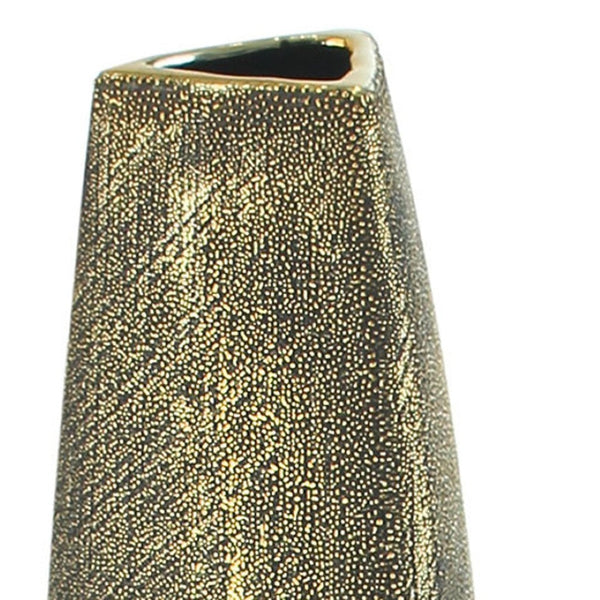 HomeRoots 40" Gold Tapered Ceramic Floor Vase - Elegant, Distressed Finish for Chic Home Décor & Gifts 576733