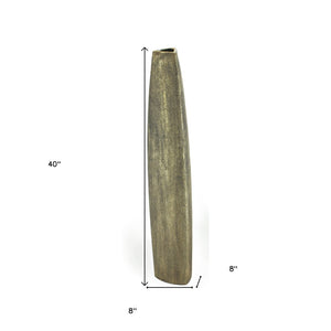 HomeRoots 40" Gold Tapered Ceramic Floor Vase - Elegant, Distressed Finish for Chic Home Décor & Gifts 576733