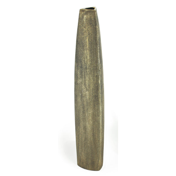 HomeRoots 47" Gold Tapered Ceramic Floor Vase - Striking Artisanal Accent for Modern Homes & Floral Displays 576734