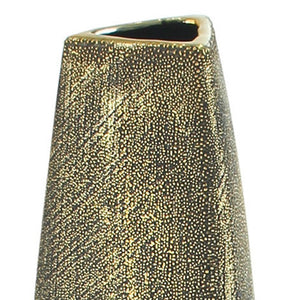HomeRoots 47" Gold Tapered Ceramic Floor Vase - Striking Artisanal Accent for Modern Homes & Floral Displays 576734