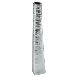 HomeRoots 40" Silver Striped Tapered Ceramic Floor Vase - Elegant Home Accent for Modern Décor & Floral Display 576735