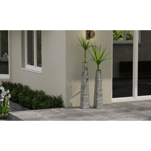 HomeRoots 40" Silver Striped Tapered Ceramic Floor Vase - Elegant Home Accent for Modern Décor & Floral Display 576735