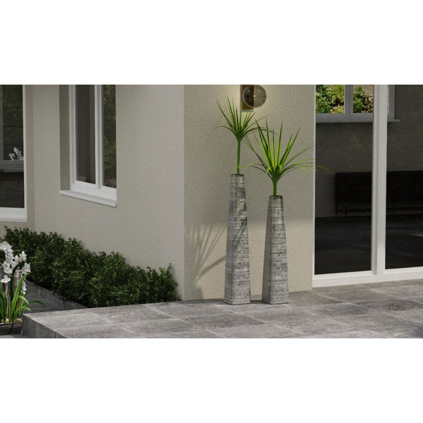 HomeRoots 40" Silver Striped Tapered Ceramic Floor Vase - Elegant Home Accent for Modern Décor & Floral Display 576735