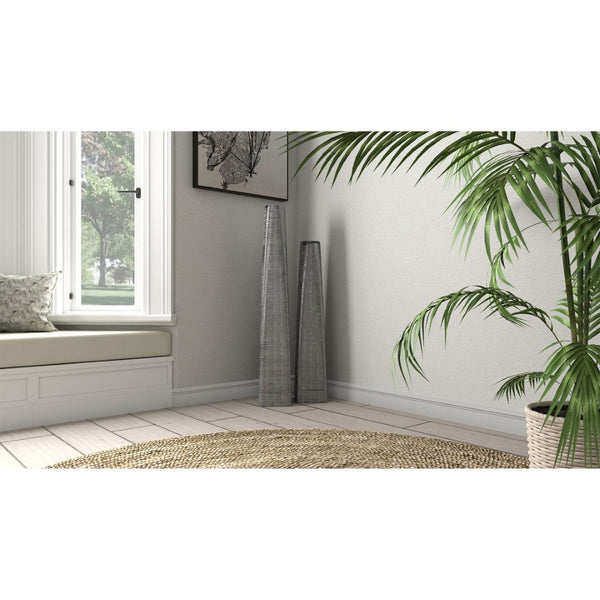 HomeRoots 40" Silver Striped Tapered Ceramic Floor Vase - Elegant Home Accent for Modern Décor & Floral Display 576735
