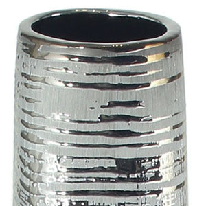 HomeRoots 40" Silver Striped Tapered Ceramic Floor Vase - Elegant Home Accent for Modern Décor & Floral Display 576735