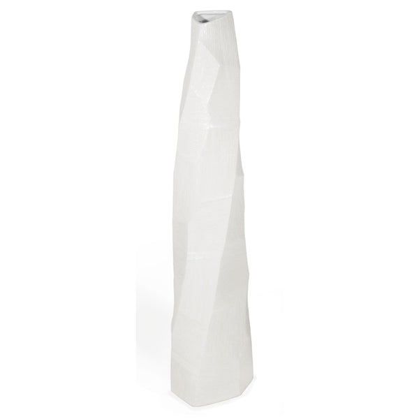 HomeRoots 40" Modern White Ceramic Floor Vase - Sculptural Geometric Design for Elegant Home Décor Accents 576737