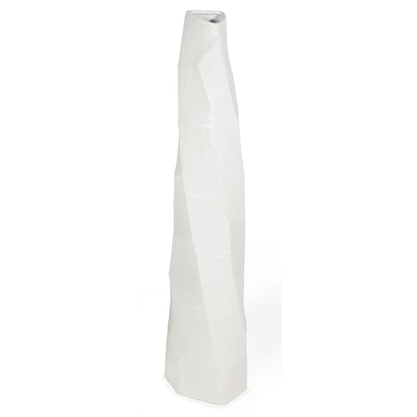 HomeRoots 40" Modern White Ceramic Floor Vase - Sculptural Geometric Design for Elegant Home Décor Accents 576737
