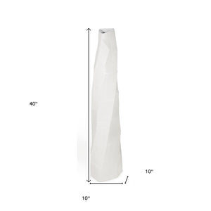 HomeRoots 40" Modern White Ceramic Floor Vase - Sculptural Geometric Design for Elegant Home Décor Accents 576737