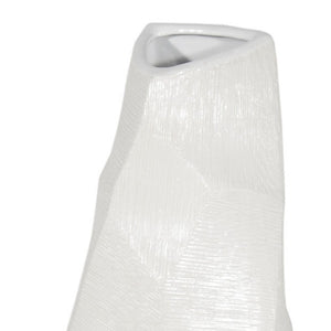 HomeRoots 47" White Faceted Ceramic Floor Vase - Stunning Modern Design for Elevating Any Space Decoratively 576738