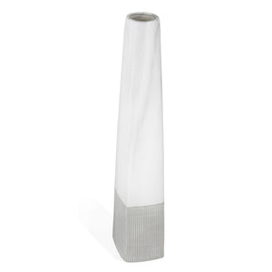 HomeRoots 32" White Faceted Geometric Ceramic Floor Vase - Modern Artisanal Design for Sophisticated Interiors 576739