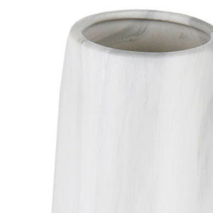 HomeRoots 32" White Faceted Geometric Ceramic Floor Vase - Modern Artisanal Design for Sophisticated Interiors 576739