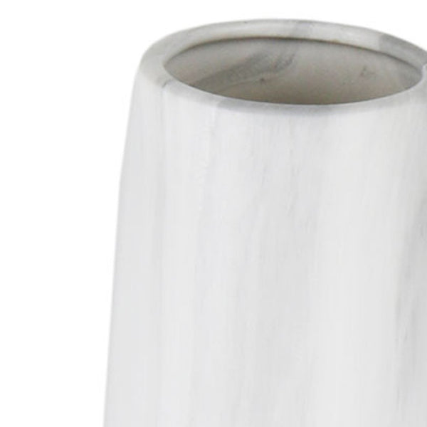 HomeRoots 32" White Faceted Geometric Ceramic Floor Vase - Modern Artisanal Design for Sophisticated Interiors 576739