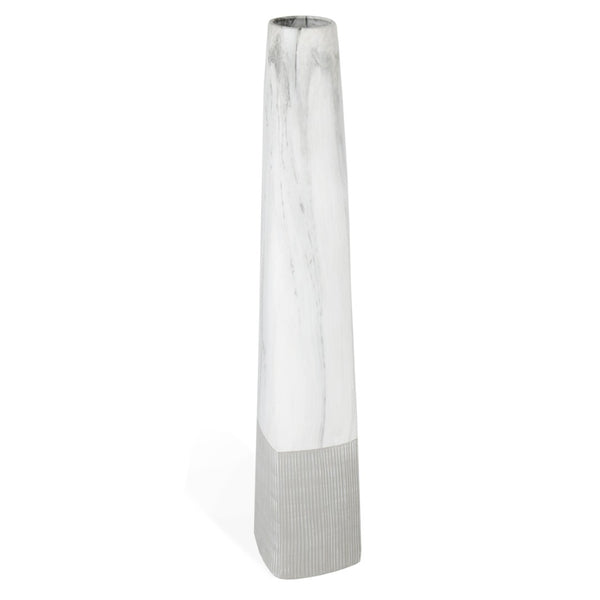 HomeRoots 40" White Faux Marble Tapered Ceramic Floor Vase – Elegant Home Accent for Modern Décor and Gifts 576740