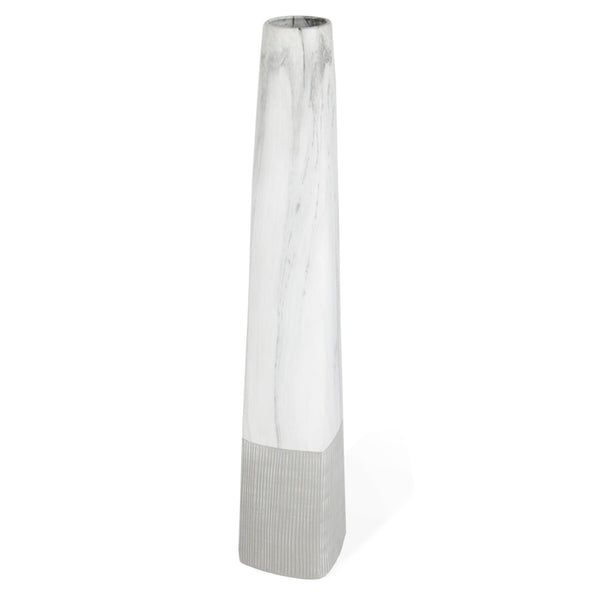 HomeRoots 40" White Faux Marble Tapered Ceramic Floor Vase – Elegant Home Accent for Modern Décor and Gifts 576740