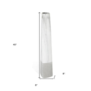 HomeRoots 40" White Faux Marble Tapered Ceramic Floor Vase – Elegant Home Accent for Modern Décor and Gifts 576740