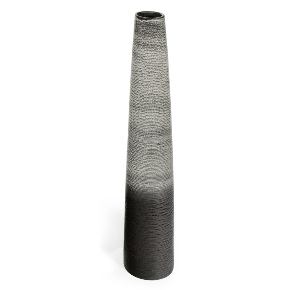 HomeRoots 39" Elegant Black and Gray Ombre Tapered Ceramic Floor Vase - Modern Rustic Home Decor Accent Piece 576741