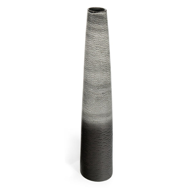 HomeRoots 39" Elegant Black and Gray Ombre Tapered Ceramic Floor Vase - Modern Rustic Home Decor Accent Piece 576741