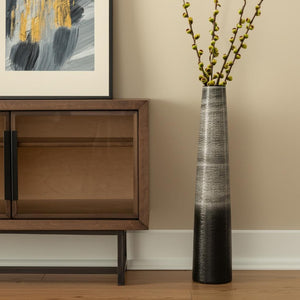 HomeRoots 39" Elegant Black and Gray Ombre Tapered Ceramic Floor Vase - Modern Rustic Home Decor Accent Piece 576741
